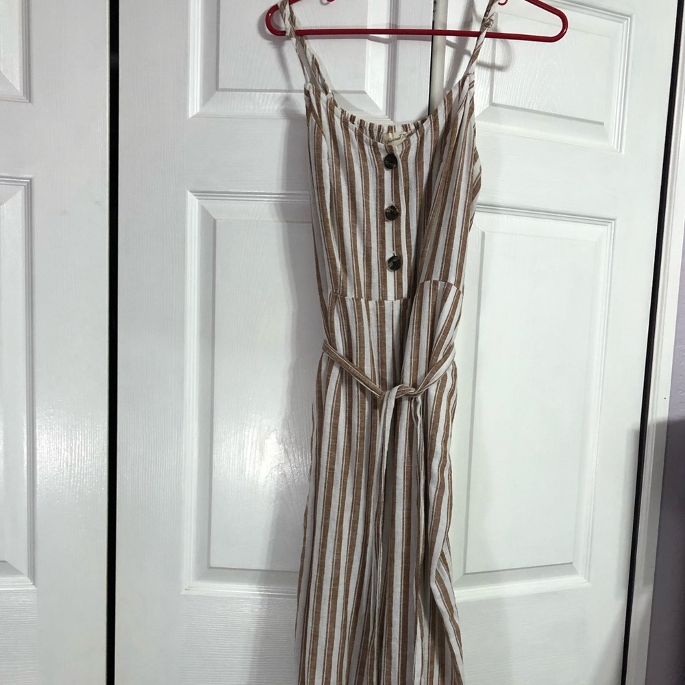 Boho White & Brown Striped Jumpsuit